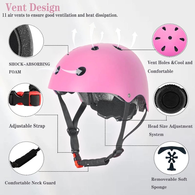 FOOKCIAN Kids Helmet,Toddler Skateboard Helmets for Ages 2-3-5-8-14 Years Boys Girls with Knee and Elbow Pads Wrist Guards fit Roller Skates,Skateboarding,Skating Scooter Adjustable Kids Helmet - Image 5